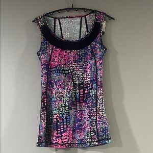 Jockey Pink and Blue Abstract Tank Top Soze XXS